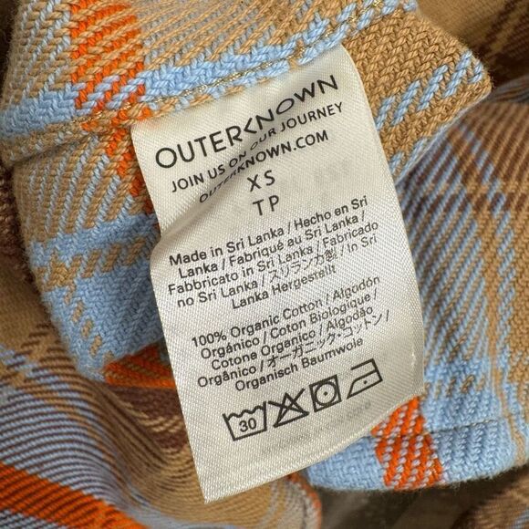 Outerknown Women's Brown Orange Blue Blanket Shirtdress Flannel Small NWT - Picture 5 of 8